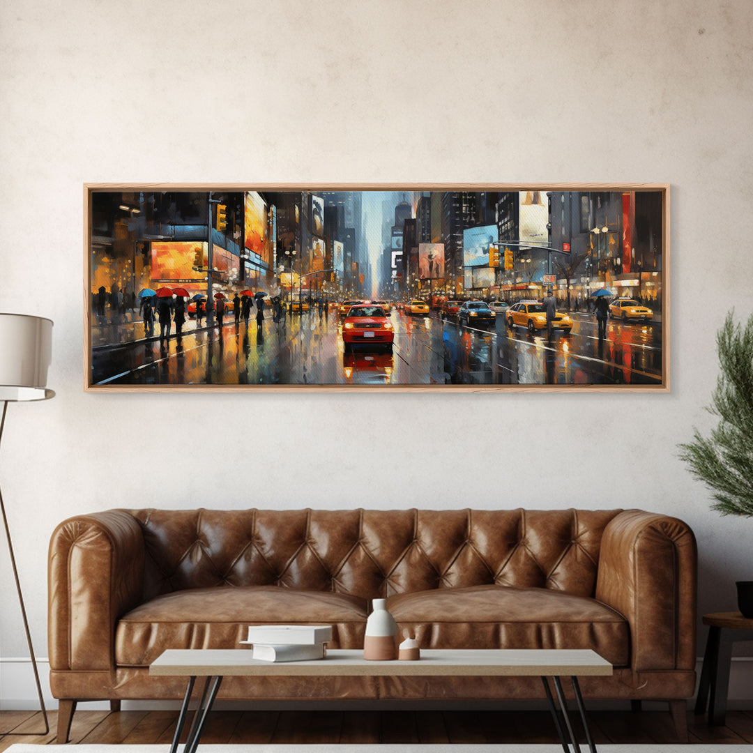 Watercolor of New York City, NYC Times Square, Framed Canvas Print, NYC Wall Art, Metropolis Decor, Cool Office Art, Dr. Office Art