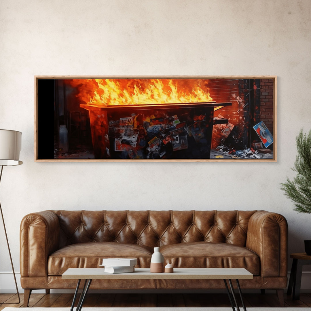 A Dumpster Fire, Canvas Wall Art, Modern Art, Urban Art, Wall Print