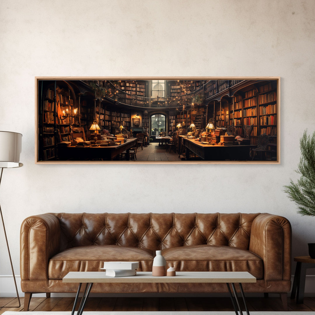 The Book Shop in Paris, Framed Canvas Print, Paris On A Snowy Night, Living Room Decor, Victorian Oil Painting