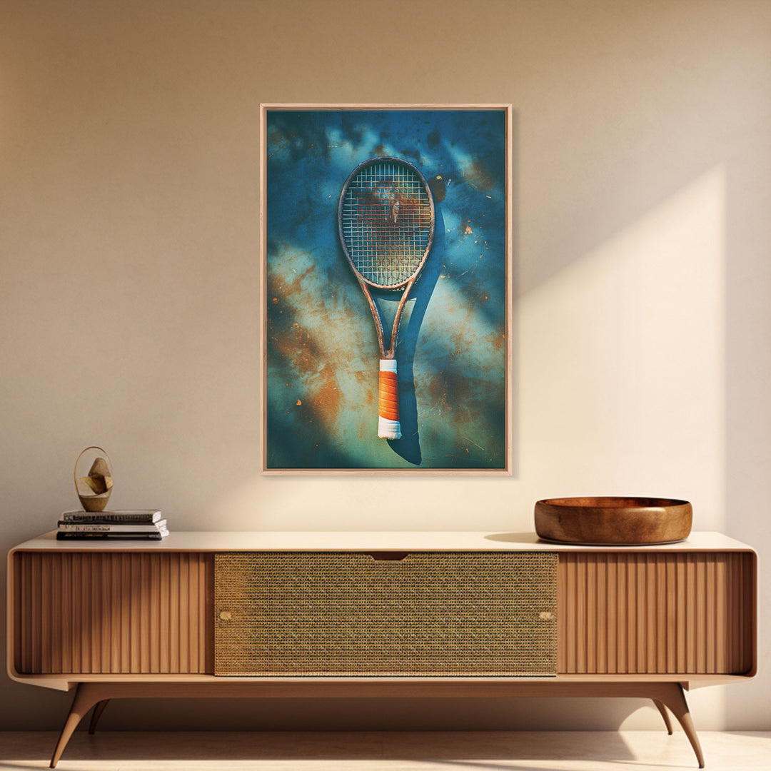 Tennis Racket, Tennis Wall Art, Sports Wall Art, Canvas Print, Wall Hanging, Portrait Art, Tennis Gifts, Preppy Wall Art, Bookshelf Decor