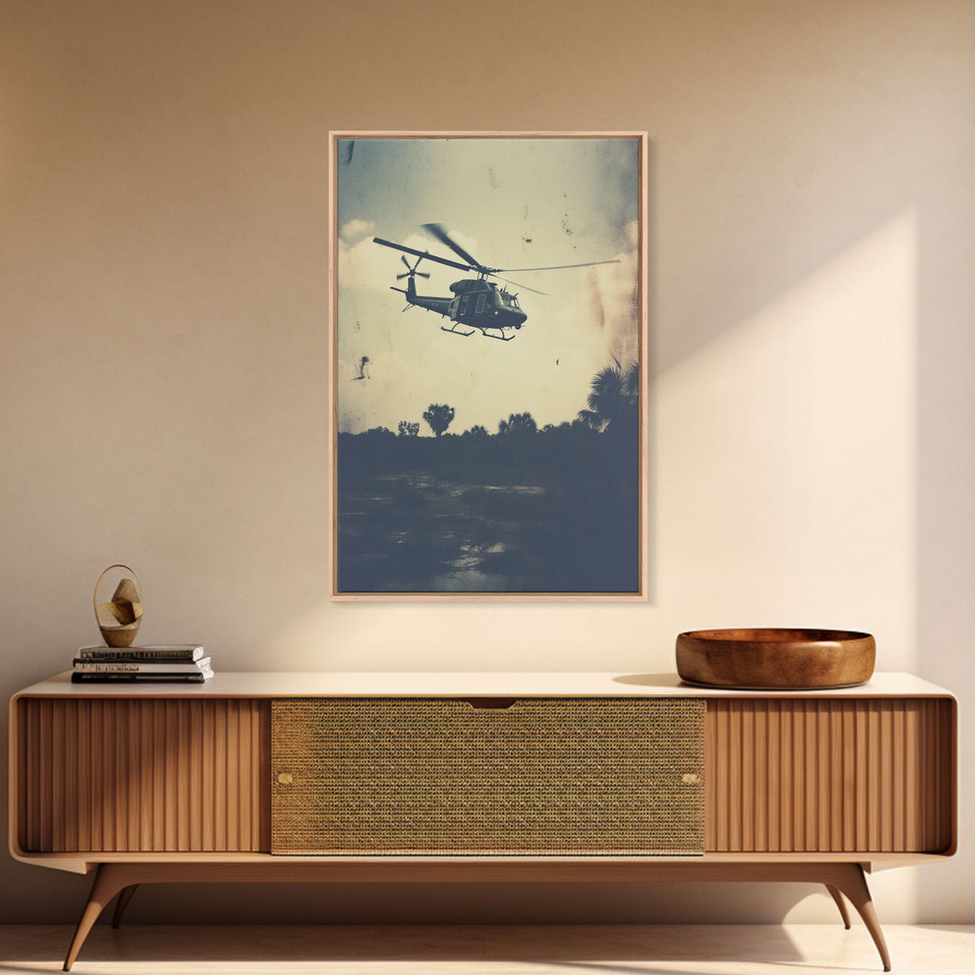 Helicopter, Aviation Wall Art, Lofi Art Print, Canvas Print, Wall Hanging, Portrait Art, Retro Art Print, Pilot Gift, Teen Boy Wall Art