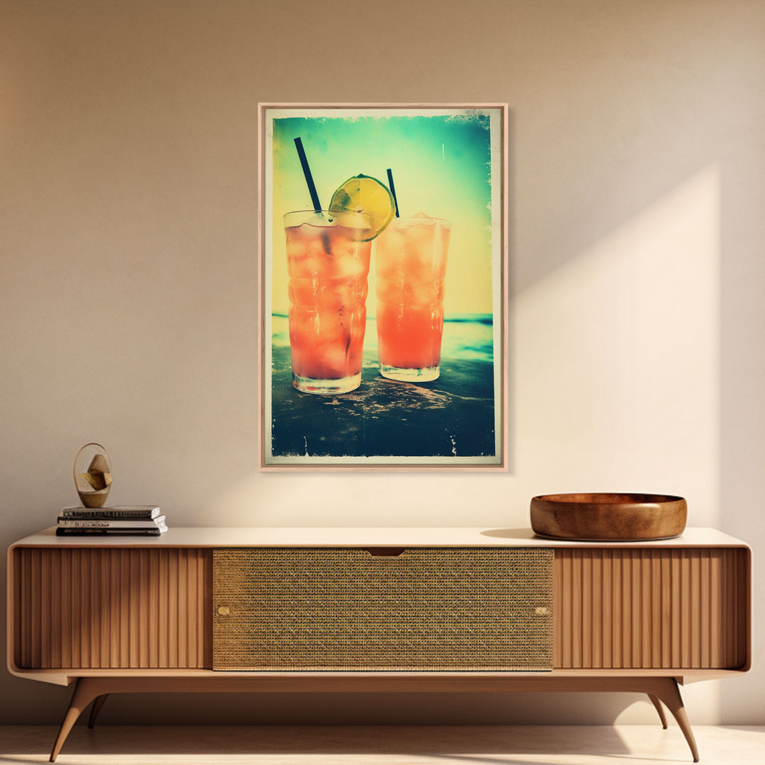 Cocktail Wall Print, Bar Cart Print, Canvas Print, Wall Hanging, Portrait Art, Cocktail Print, Kitchen Wall Art, Bar Wall Decor, Couple Gift