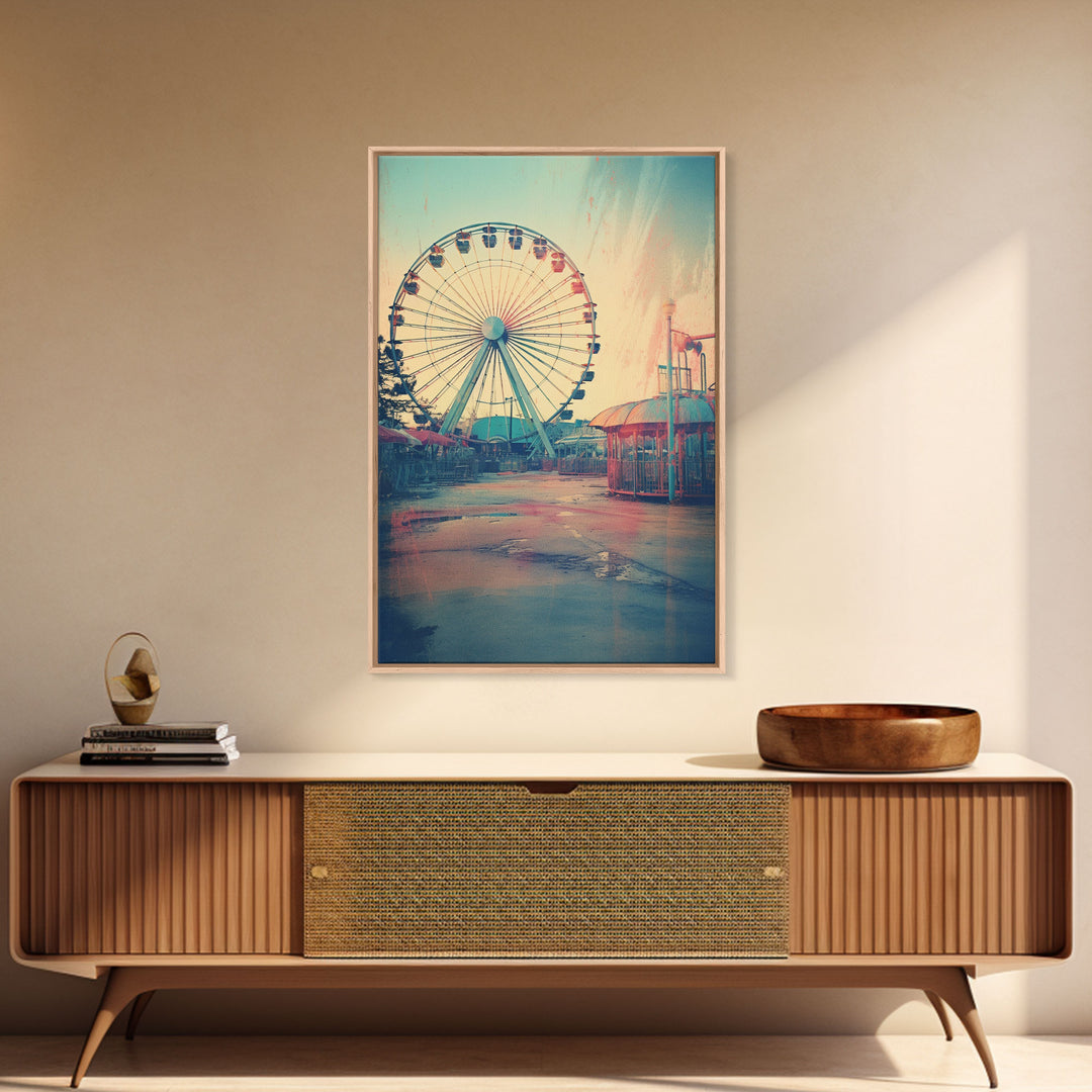 Ferris Wheel, Theme Park, Carnival Rides, Canvas Print, Wall Hanging, Portrait Art, New Homeowner Gift, Modern Home Decor, Bookshelf Decor