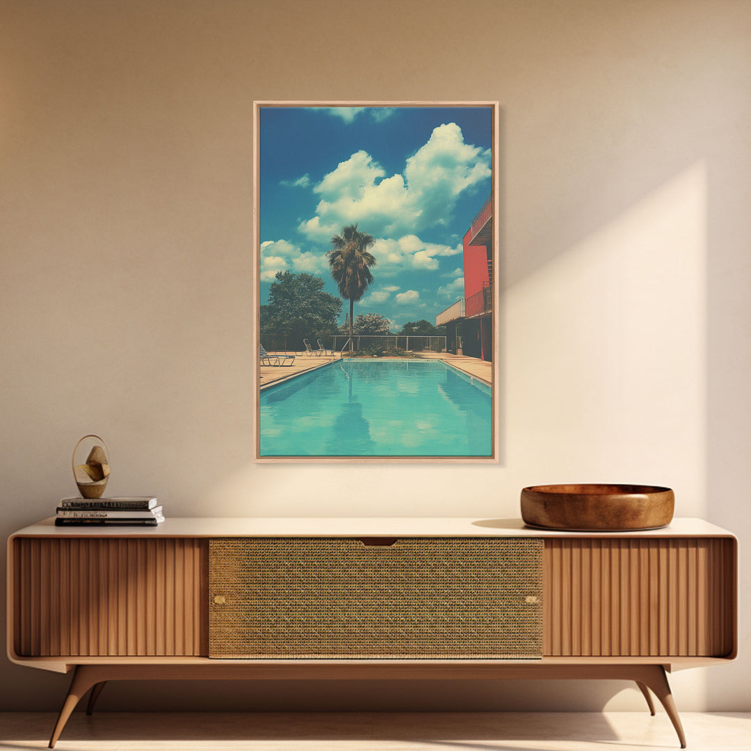 Los Angeles Pool, Retro Photography Print, Framed Canvas Art, Retro Decor, Retro Vibes