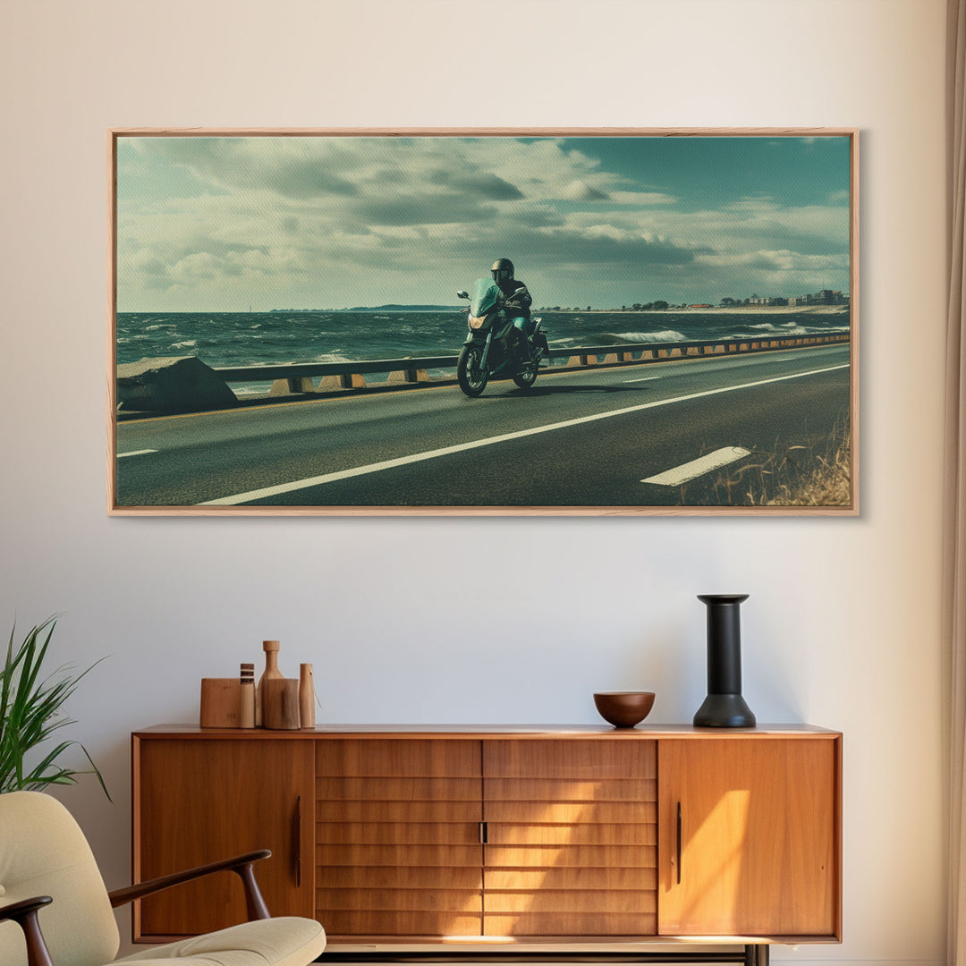 Scenic California Highway Drive Wall Art, Frame Canvas Print, Motorcycle Cruise, Motorcycle Rider Gift Idea