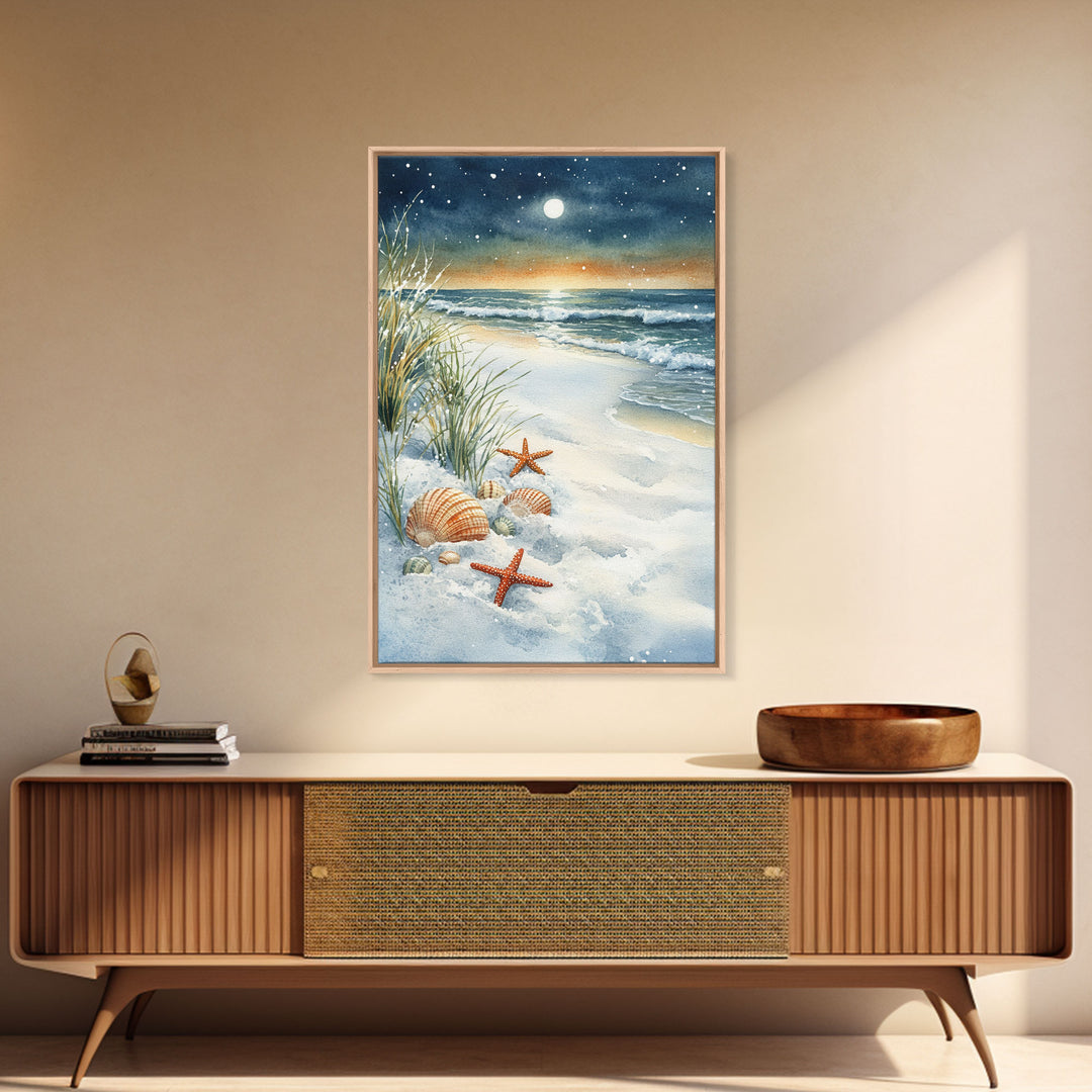 Canvas Print Of Christmas On The Beach, Trendy Christmas Art, Winter Art, Winter Art Print, Wood Framed Art