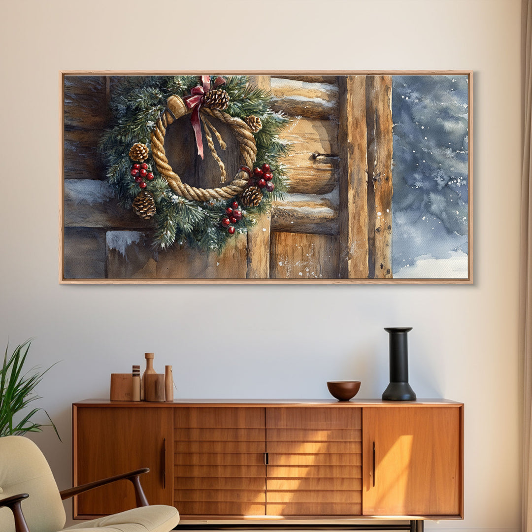 Christmas door decor, rustic Christmas decor, canvas print, Christmas decor wood, Christmas wall decor, holiday wall art