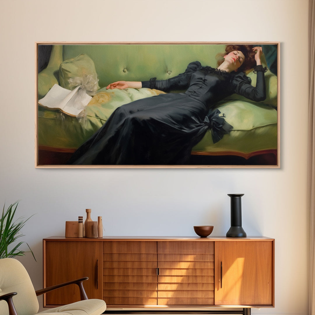 One Of Those Days, Conked Out On The Couch, Decadent Young Woman, Gilded Age Inspired Victorian Female Figure Wall Art