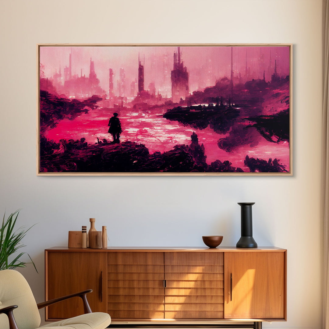 Surreal Dystopian Cyberpunk Art, ready to hang canvas print, framed art