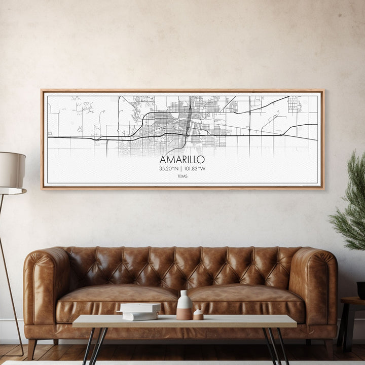 Panoramic Amarillo City Map, Texas Art, Map Print, Minimalist Wall Art, Canvas Art, Housewarming Gift, Street Map Art, Closing Gift