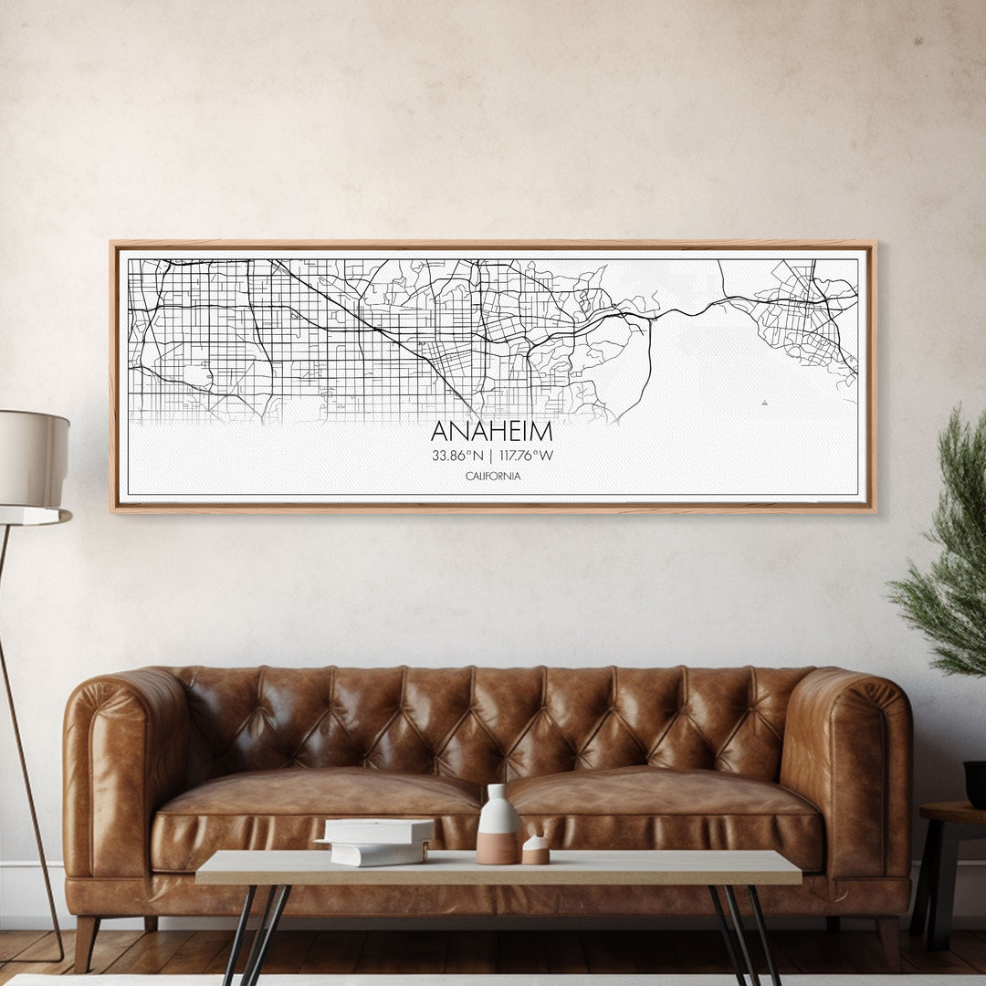 Panoramic Anaheim City Map, California Art, Map Print, Minimalist Wall Art, Canvas Art, Housewarming Gift, Street Map Art, Closing Gift