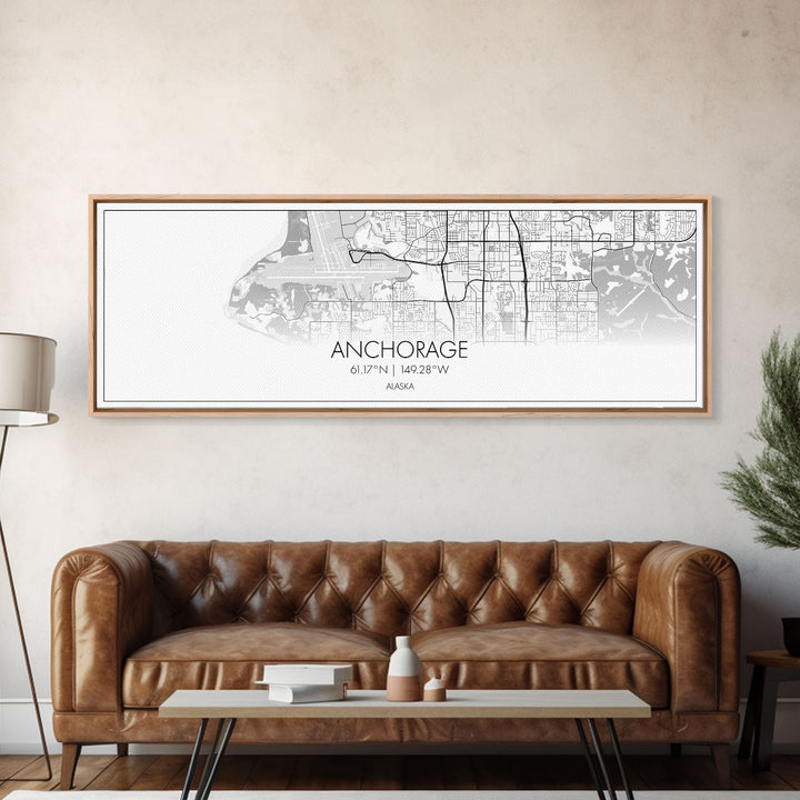 Panoramic Anchorage City Map, Alaska Art, Map Print, Minimalist Wall Art, Canvas Art, Housewarming Gift, Street Map Art, Closing Gift