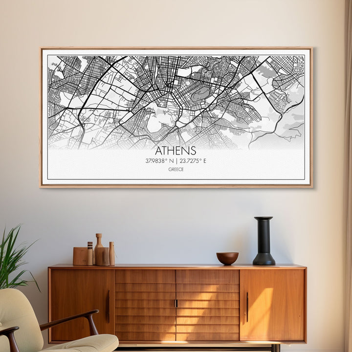 Athens Street Map, Greece Map, Map Print, Modern Art, Wall Art, Canvas Print, Preppy Room Décor, Coffee Bar Décor, Graduation Gifts, Office