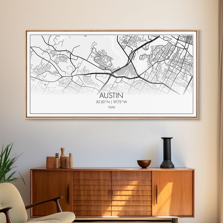 Austin Street Map, Texas Map, Map Print, Modern Art, Wall Art, Canvas Print, Teen Girl Room Décor, Gift For Coworker, Bookshelf Décor