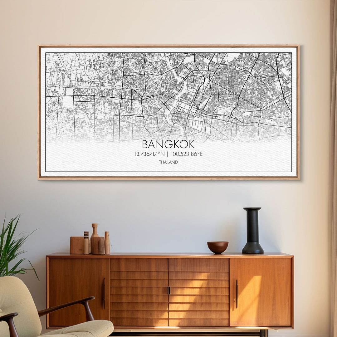 Bangkok Street Map, Thailand Map, Map Print, Modern Art, Wall Art, Canvas Print, Asian Art Print, Gift For Boss, Trendy Wall Art, Home Décor