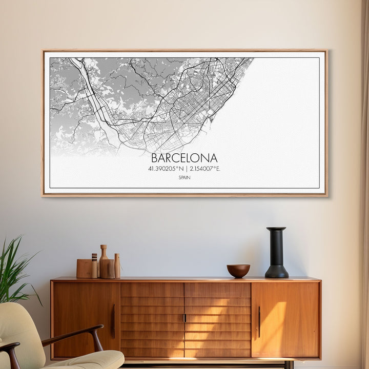 Barcelona Street Map, Spain Map, Map Print, Modern Art, Wall Art, Canvas Print, Gift Idea, Apartment Décor Aesthetic, Travel Wall Hanging