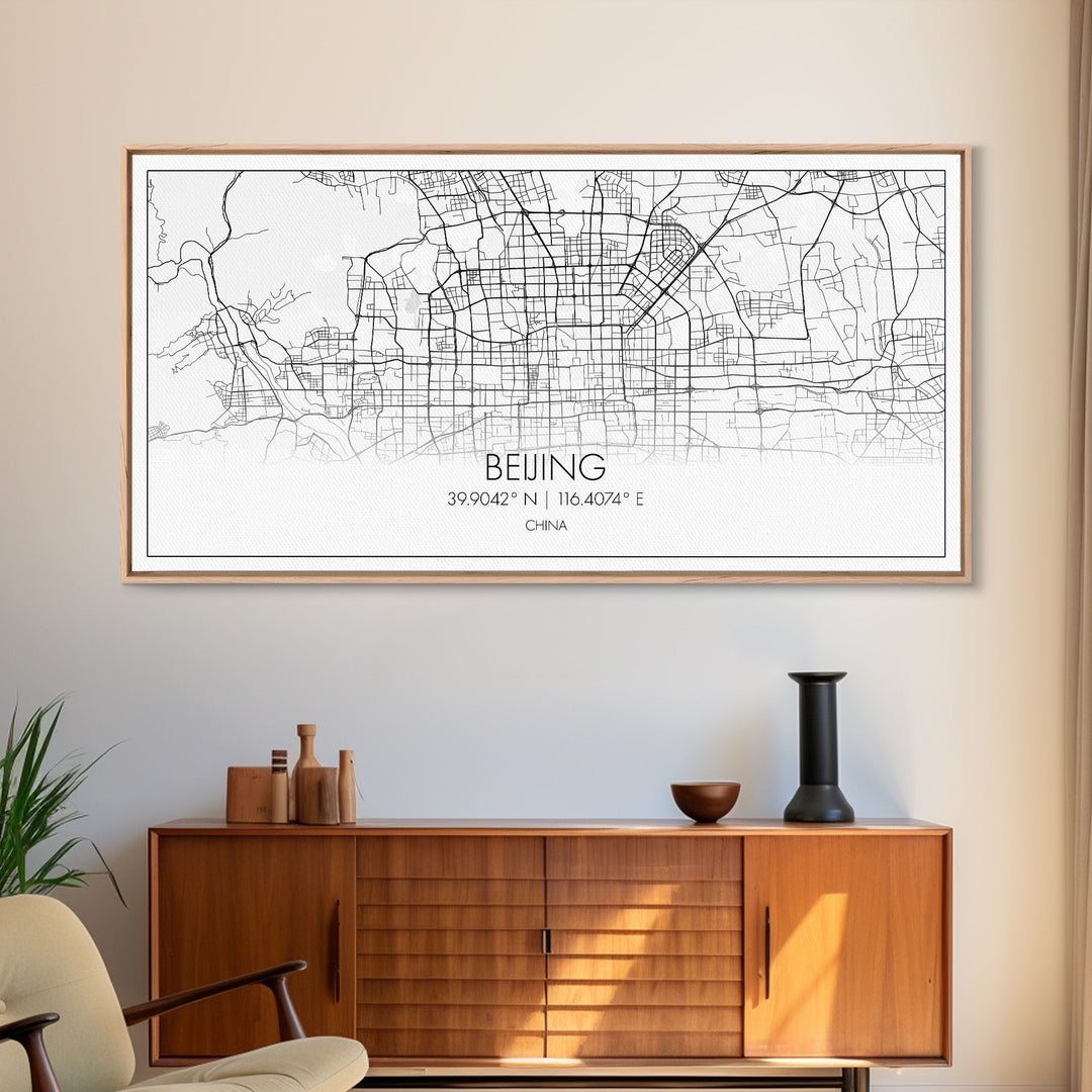 Beijing Street Map, China Map, Map Print, Modern Art, Wall Art, Canvas Print, Asian Art Print, Moving Gift, Travel Wall Art, Apartment Décor