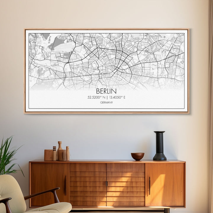 Berlin Street Map, Germany Map, Map Print, Modern Art, Wall Art, Canvas Print, Gift For New Home, Couples Décor, Minimalist Wall Art