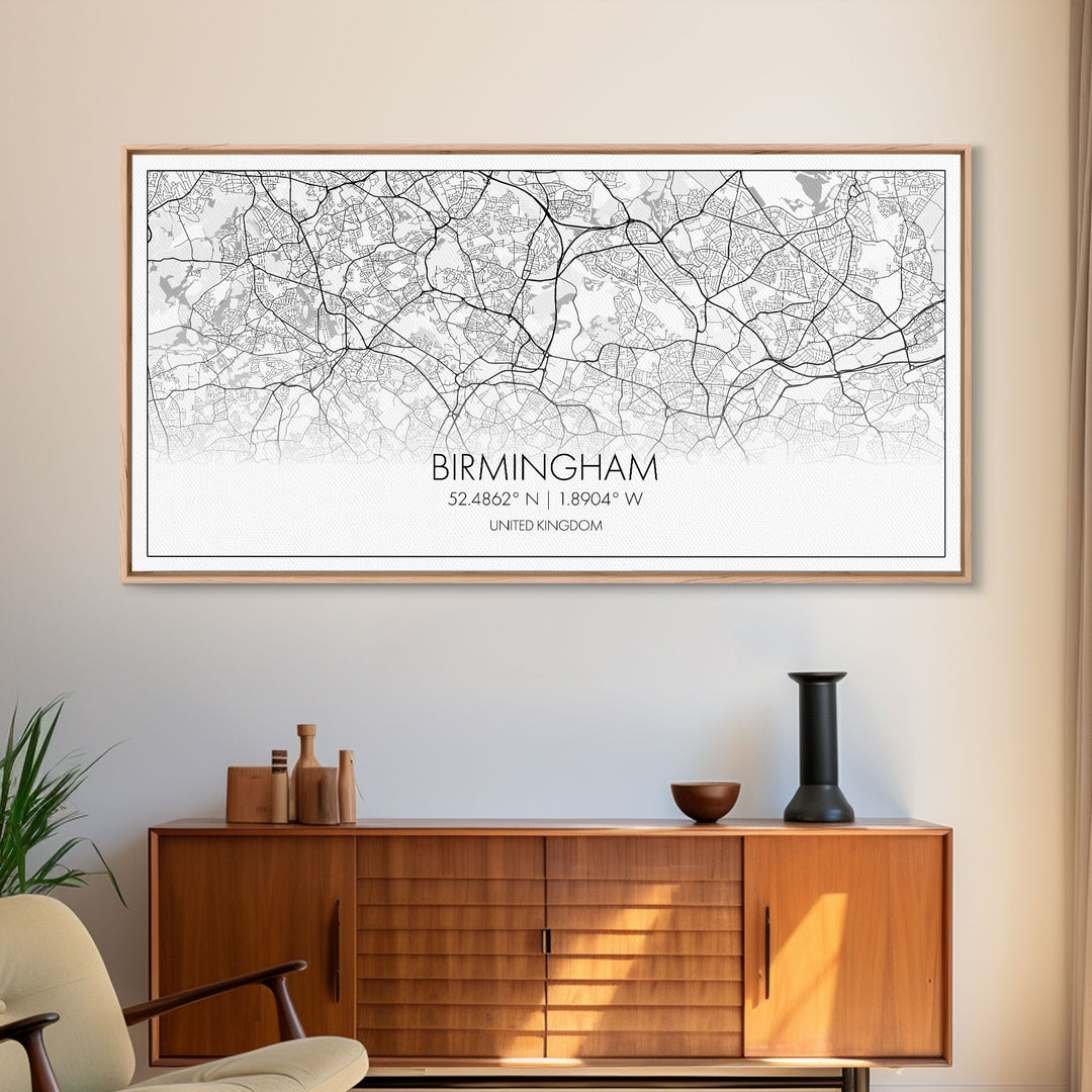 Birmingham Street Map, United Kingdom Map, Map Print, Modern Art, Wall Art, Canvas Art, Grandma Gifts, Dorm Décor, Office Wall Art, Prints