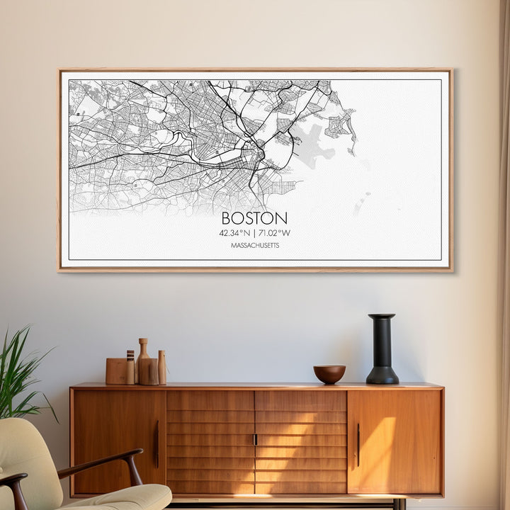 Boston Street Map, Massachusetts Map, Map Print, Modern Art, Wall Art, Canvas Art, Newlywed Gift, Gift For Parents, Farmhouse Wall Décor