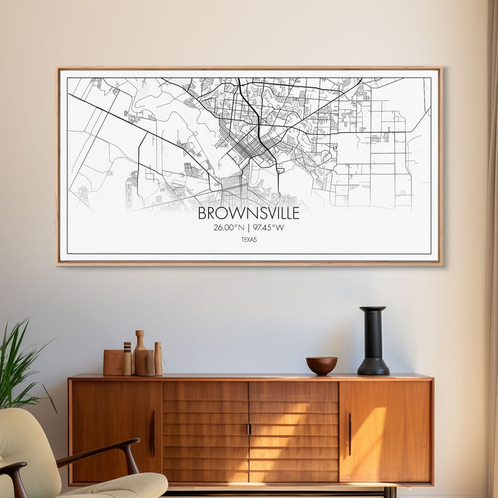 Brownsville Street Map, Texas Map, Map Print, Modern Art, Wall Art, Canvas Art, Realtor Closing Gift, Wall Décor Over The Bed, Couples Gift