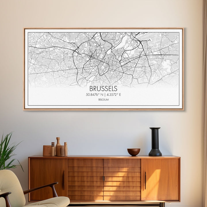 Brussels Street Map, Belgium Map, Map Print, Modern Art, Wall Art, Canvas Art, Travel Art Print, Home Wall Décor, New Homeowner Gift, Office