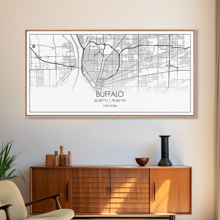 Buffalo Street Map, New York Map, Map Print, Modern Art, Wall Art, Canvas Art, Gift For Newlyweds, Gift For Parents, Apartment Décor