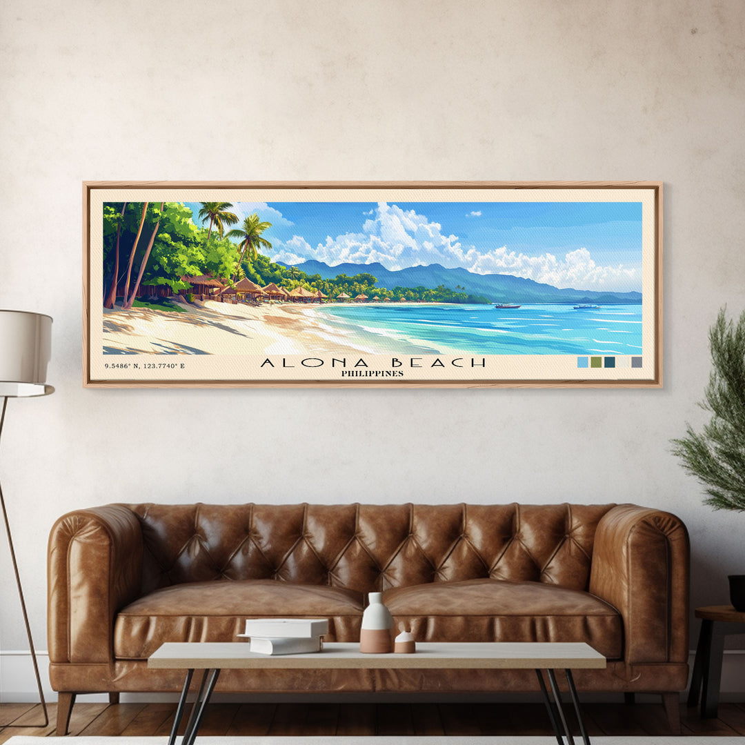 Alona Beach, Philippines Panoramic Print, Vacation Gift, Philippines Wall Art, Vacation Wall Art, Vacatation Memories, Beach Decor, Beach Or Lakehouse Art