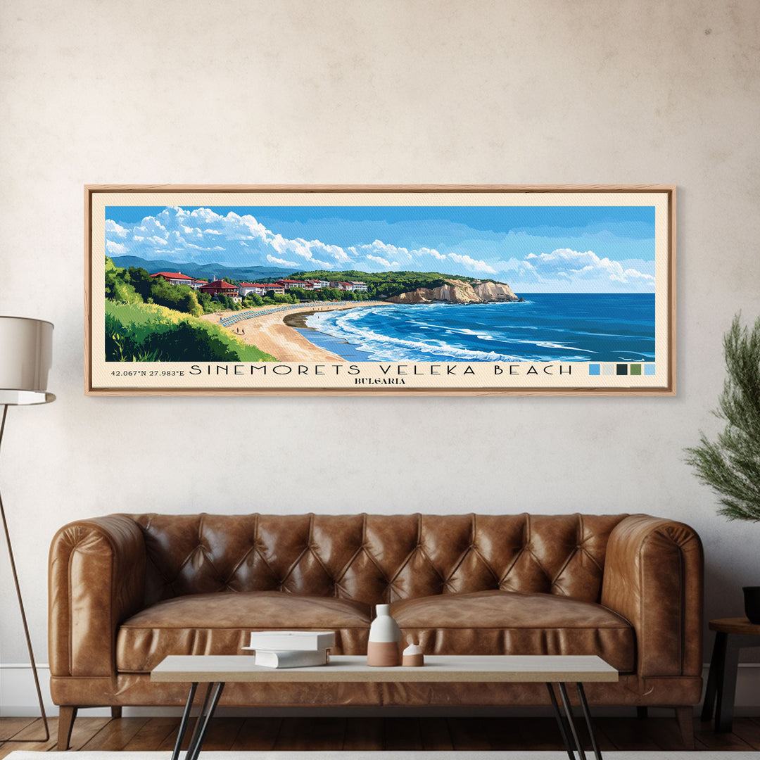 Sinemorets Veleka Beach, Bulgaria Panoramic Print, Vacation Gift, Bulgaria Wall Art, Beach Painting, Beach Decor, Beach Or Lakehouse Art