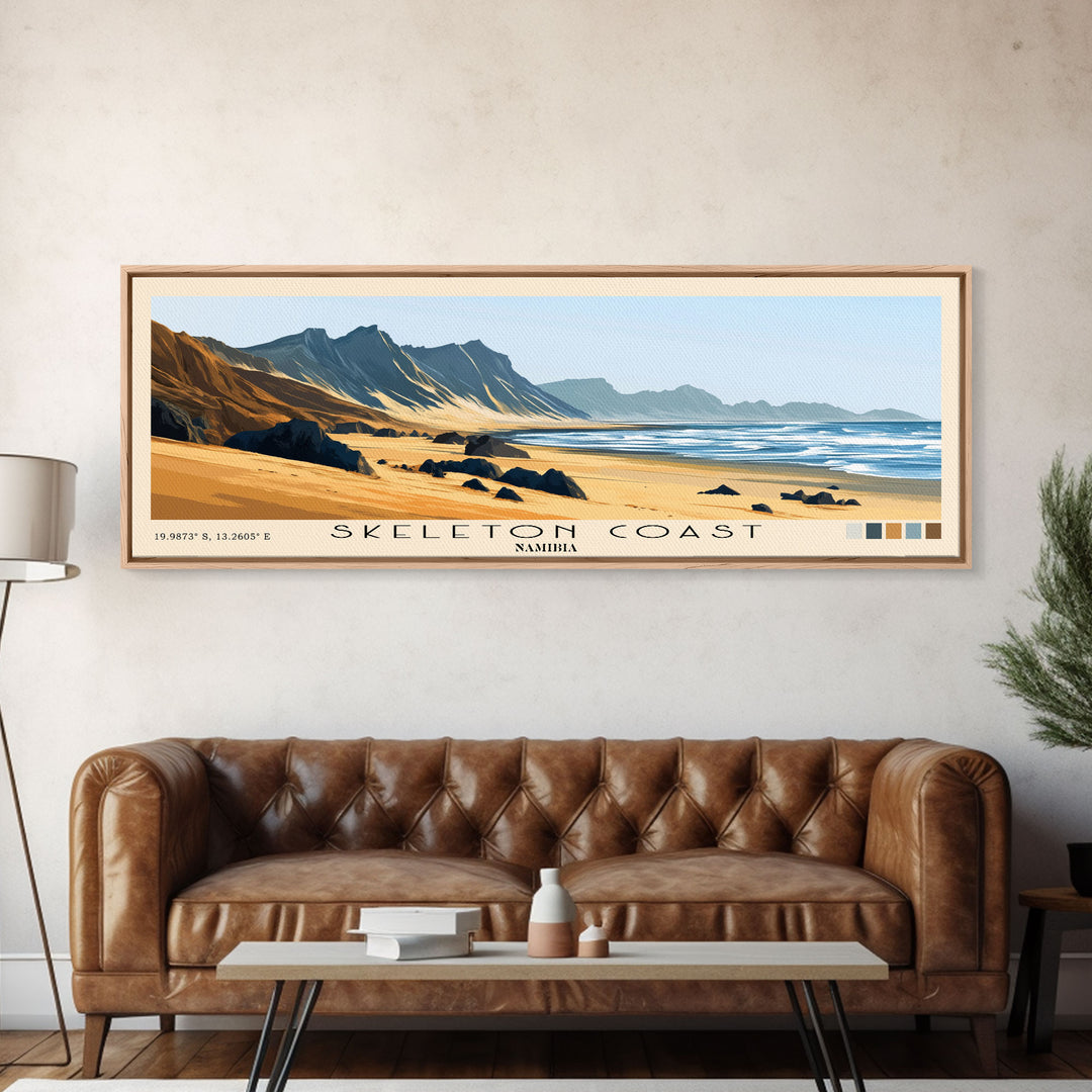 Skeleton Coast, Namibia Panoramic Print, Vacation Gift, Namibia Wall Art, Beach Painting, Beach Decor, Large Wall Art, Wood Frame Art