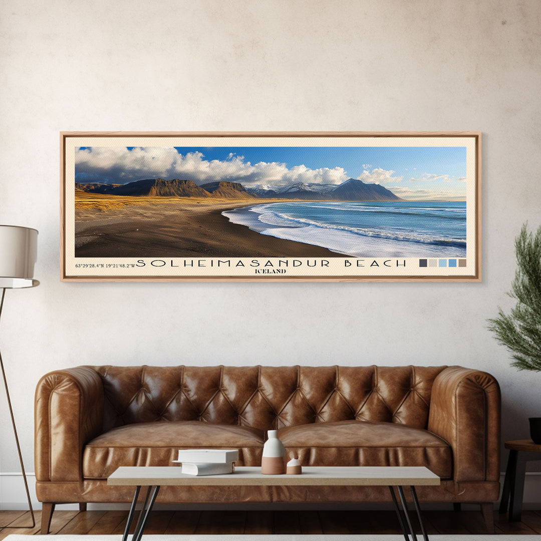 Solheimasandur Beach, Iceland Panoramic Print, Vacation Gift, Iceland Wall Art, Beach Painting, Beach Decor, Beach Or Lakehouse Art