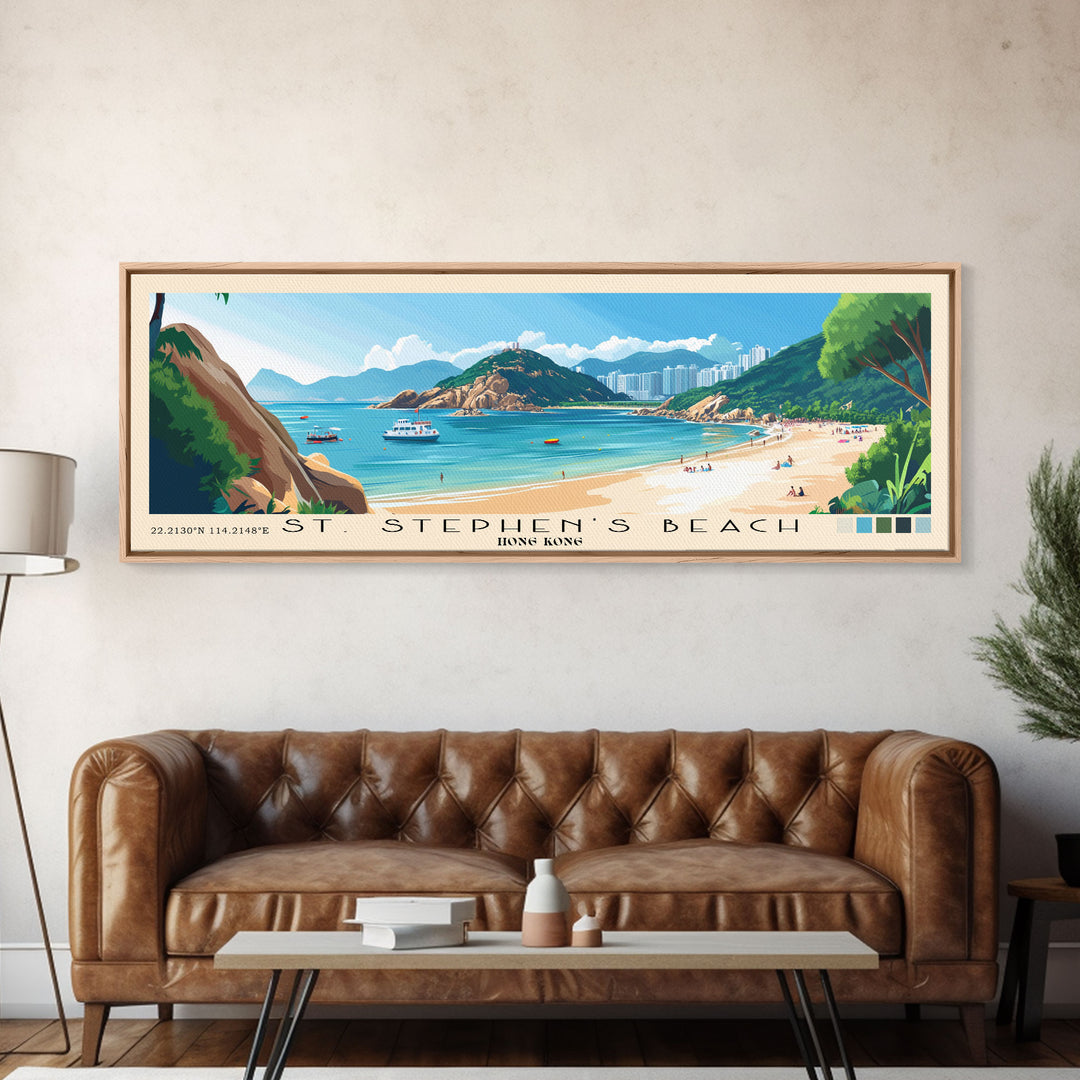 St. Stephen's Beach, Hong Kong Panoramic Print, Vacation Gift, Hong Kong Wall Art, Vacation Wall Art, Vacatation Memories, Beach Decor, Beach Or Lakehouse Art