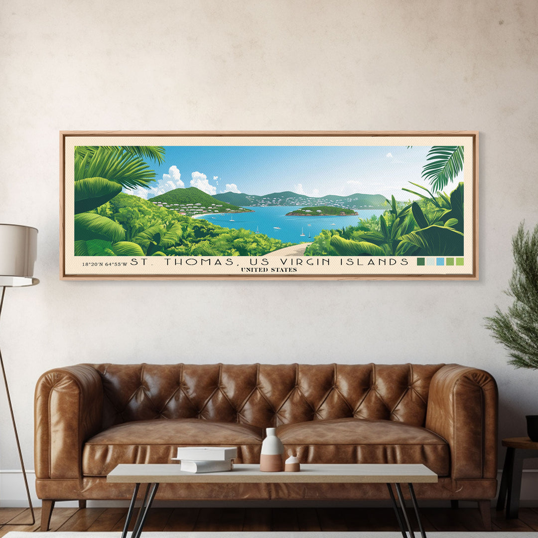 St. Thomas, US Virgin Islands, United States Panoramic Print, Vacation Gift, United States Wall Art, Beach Painting, Beach Decor, Beach Or Lakehouse Art