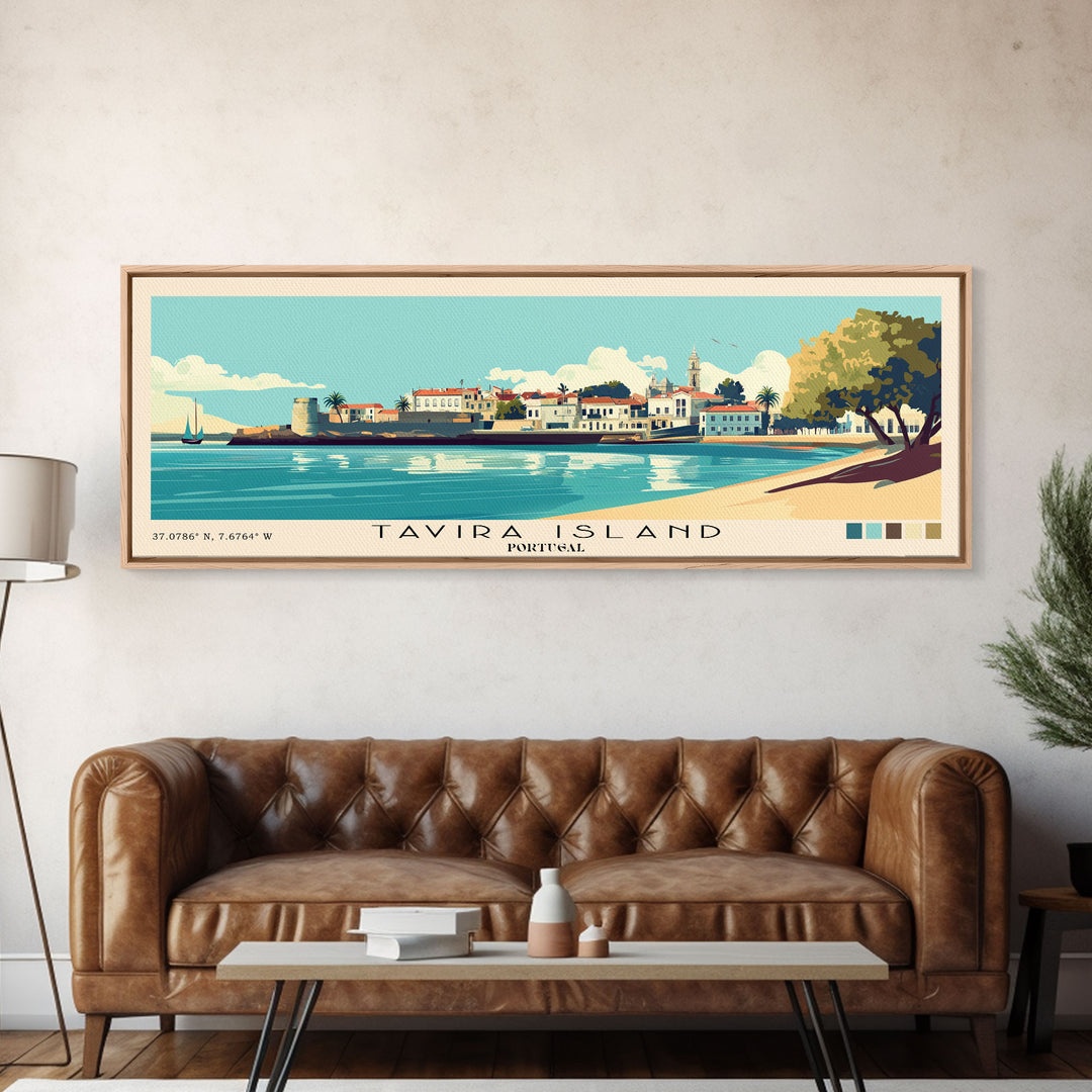 Tavira Island, Portugal Panoramic Beach Print, Vacation Gift, Portugal Wall Art, Beach Painting, Beach Decor, Beach Painting