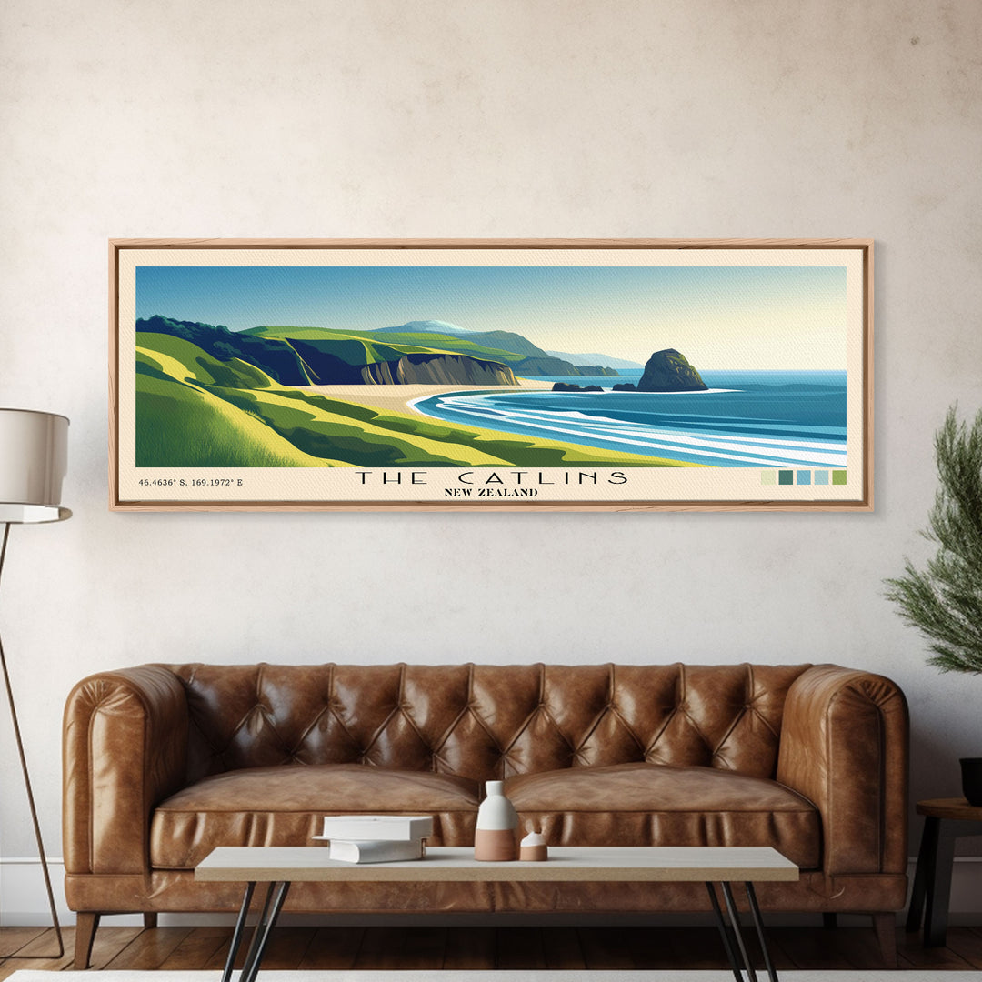 The Catlins, New Zealand Panoramic Print, Vacation Gift, New Zealand Wall Art, Beach Painting, Beach Decor, Beach Or Lakehouse Art