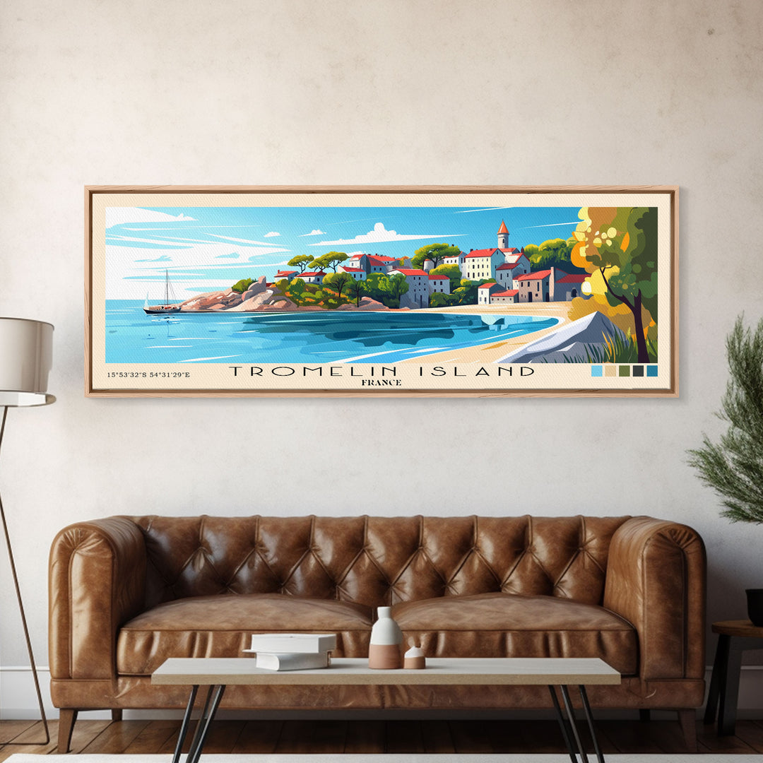 Tromelin Island, France Panoramic Beach Print, Vacation Gift, France Wall Art, Framed Canvas Print, Framed Beach Painting