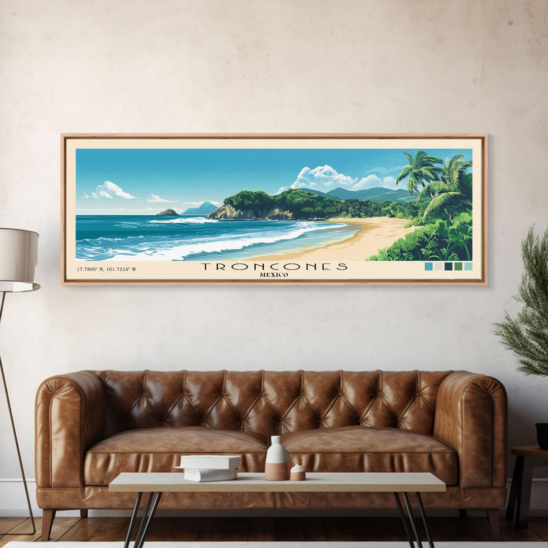 Troncones, Mexico Panoramic Print, Vacation Gift, Mexico Wall Art, Vacation Wall Art, Vacatation Memories, Beach Decor, Beach Or Lakehouse Art