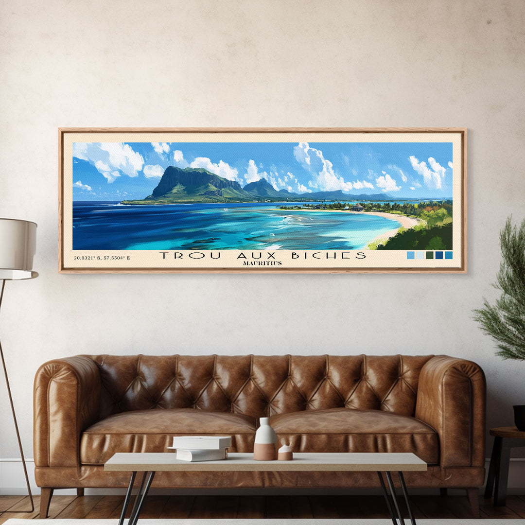 Trou aux Biches, Mauritius Panoramic Print, Vacation Gift, Mauritius Wall Art, Beach Painting, Beach Decor, Beach Or Lakehouse Art