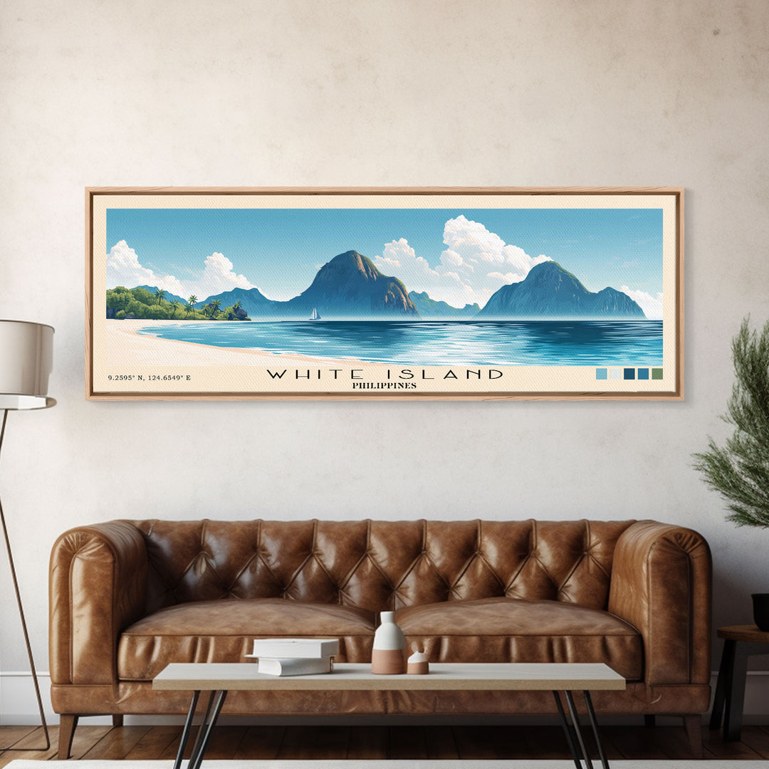 White Island, Philippines Panoramic Print, Vacation Gift, Philippines Wall Art, Beach Painting, Beach Decor, Beach Or Lakehouse Art