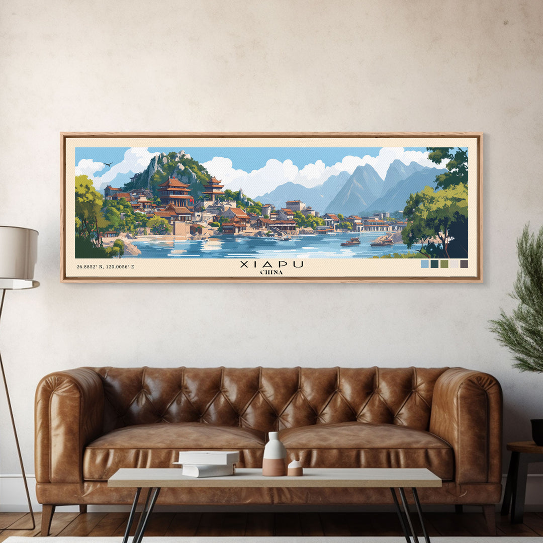 Xiapu, China Panoramic Print, Vacation Gift, China Wall Art, Beach Painting, Beach Decor, Large Wall Art, Wood Frame Art