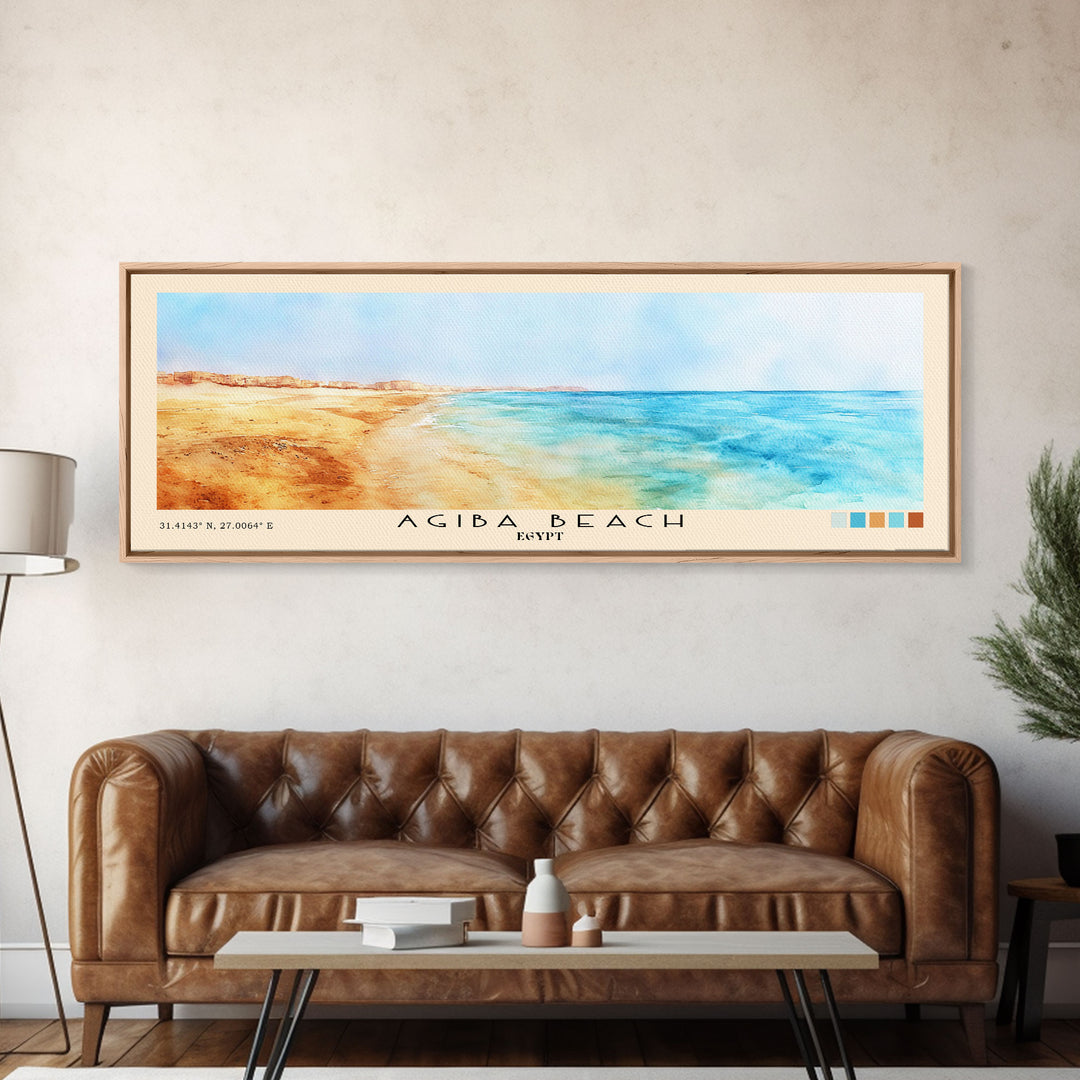 Agiba Beach, Egypt Watercolor Print, Vacation Gift, Egypt Wall Art, Beach Painting, Beach Decor, Beach Or Lakehouse Art