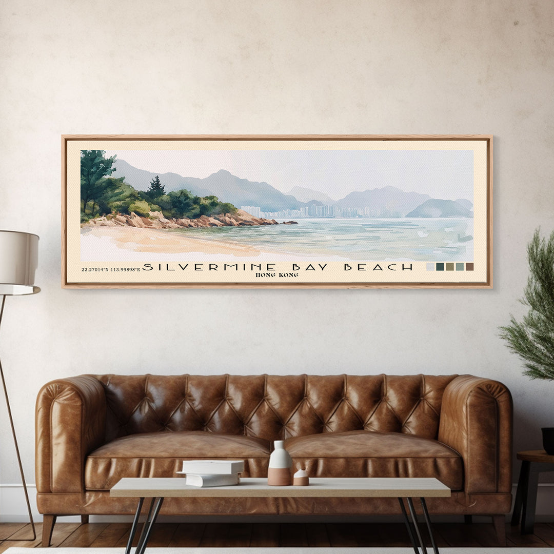 Silvermine Bay Beach, Hong Kong Watercolor Print, Vacation Gift, Hong Kong Wall Art, Beach Painting, Beach Decor, Beach Or Lakehouse Art