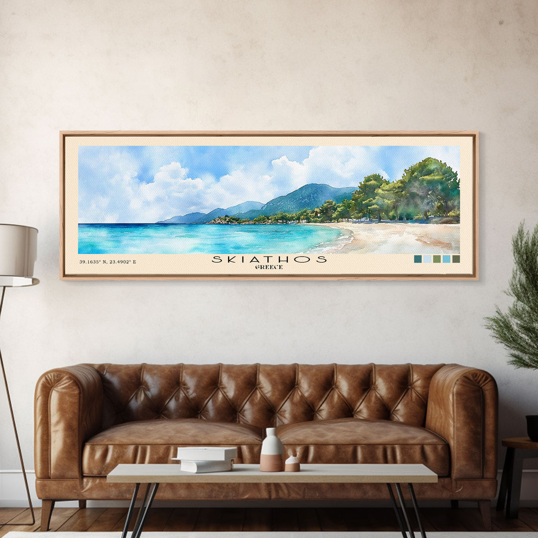 Skiathos, Greece Watercolor Print, Vacation Gift, Greece Wall Art, Beach Painting, Beach Decor, Beach Or Lakehouse Art