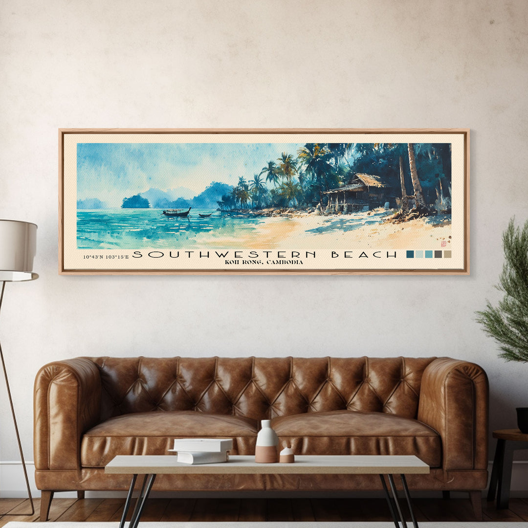 Southwestern Beach, Koh Rong, Cambodia Watercolor Beach Print, Vacation Gift, Koh Rong, Cambodia Wall Art, Beach Painting, Beach Decor, Beach Painting