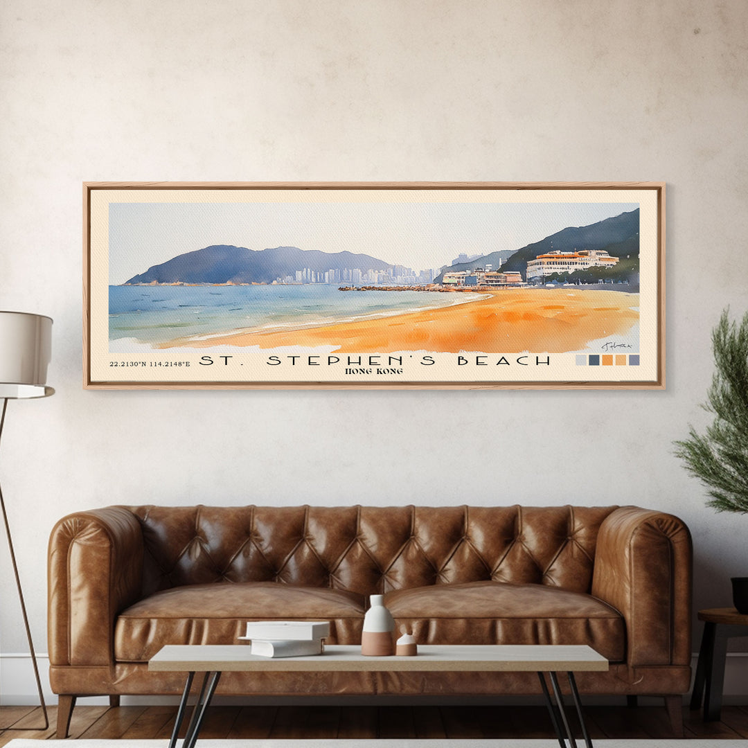 St. Stephen's Beach, Hong Kong Watercolor Print, Vacation Gift, Hong Kong Wall Art, Beach Painting, Beach Decor, Beach Or Lakehouse Art