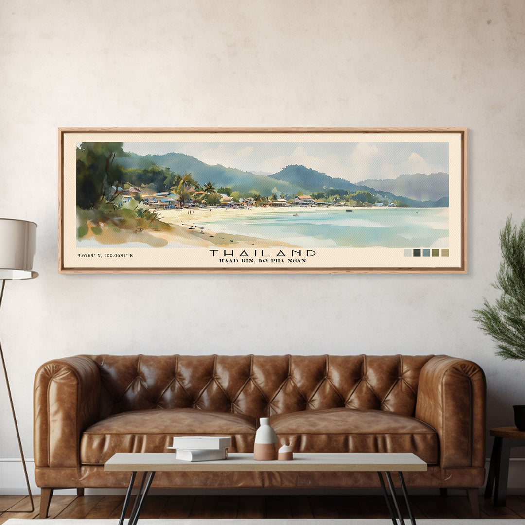 Thailand, Haad Rin, Ko Pha Ngan Watercolor Print, Vacation Gift, Haad Rin, Ko Pha Ngan Wall Art, Beach Painting, Beach Decor, Beach Or Lakehouse Art