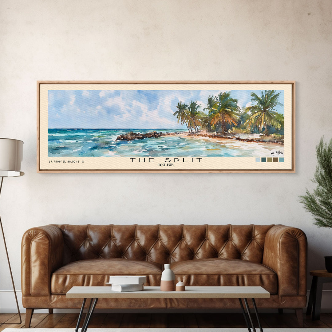 The Split, Belize Watercolor Beach Print, Vacation Gift, Belize Wall Art, Beach Painting, Beach Decor, Beach Painting