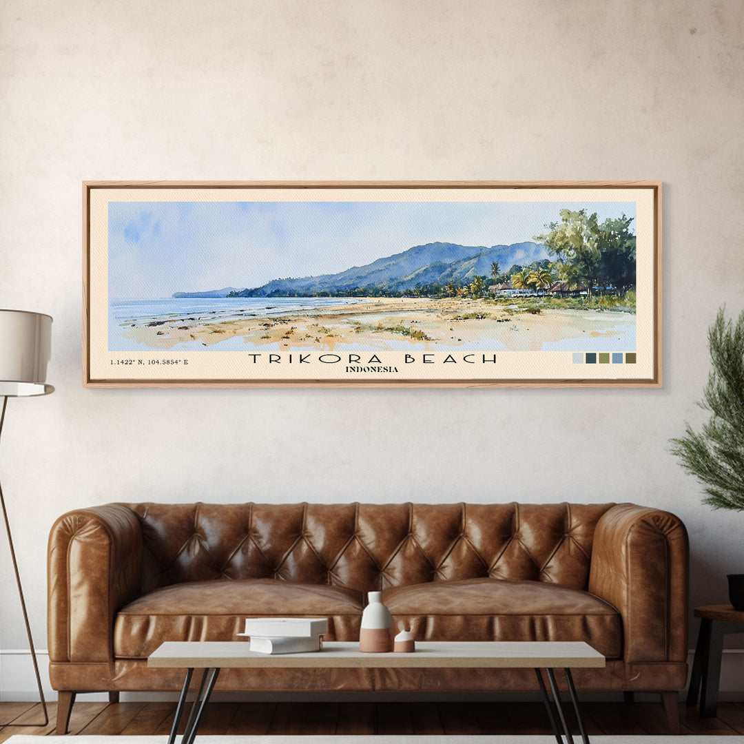 Trikora Beach, Indonesia Watercolor Beach Print, Vacation Gift, Indonesia Wall Art, Beach Painting, Beach Decor, Beach Painting