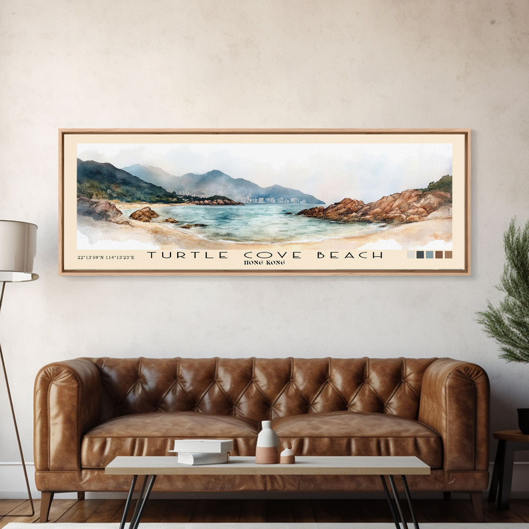 Turtle Cove Beach, Hong Kong Watercolor Print, Vacation Gift, Hong Kong Wall Art, Beach Painting, Beach Decor, Beach Or Lakehouse Art