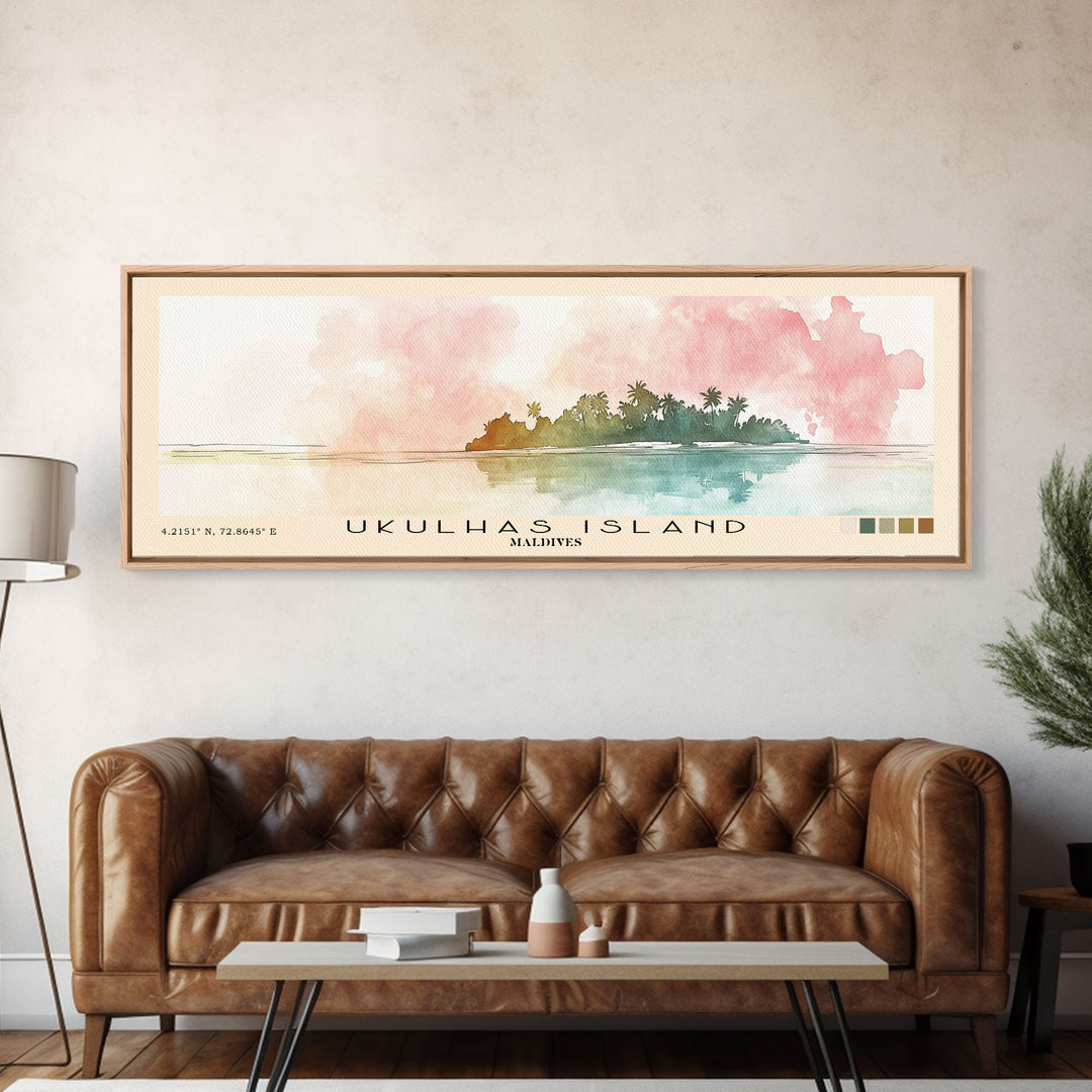 Ukulhas Island, Maldives Watercolor Print, Vacation Gift, Maldives Wall Art, Vacation Wall Art, Vacatation Memories, Beach Decor, Beach Or Lakehouse Art